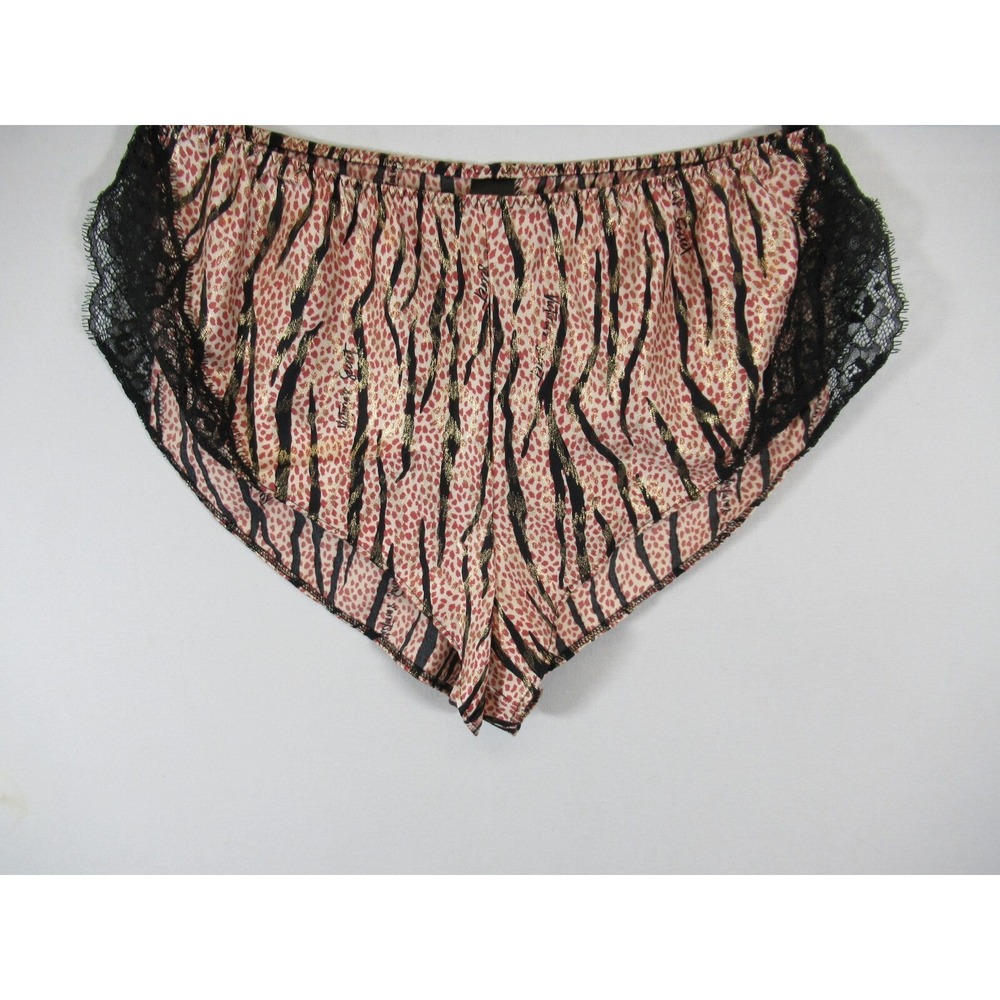 Victoria's Secret Satin & Lace Animal Print Sleep Shorts Women XS Glitter Pajama